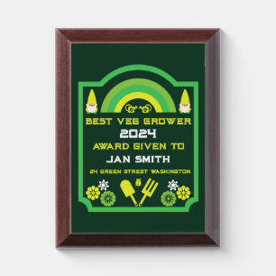 Head Garden Gnome Gardener Award Plaque