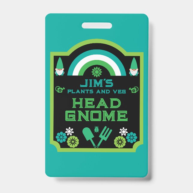 Head Garden Gnome Gardener Badge (Front)
