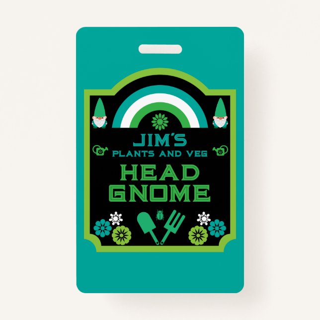 Head Garden Gnome Gardener Badge (Front)