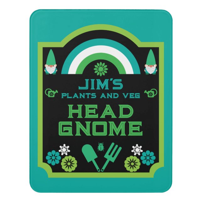 Head Garden Gnome Gardener Door Sign (Contemporary Vert)