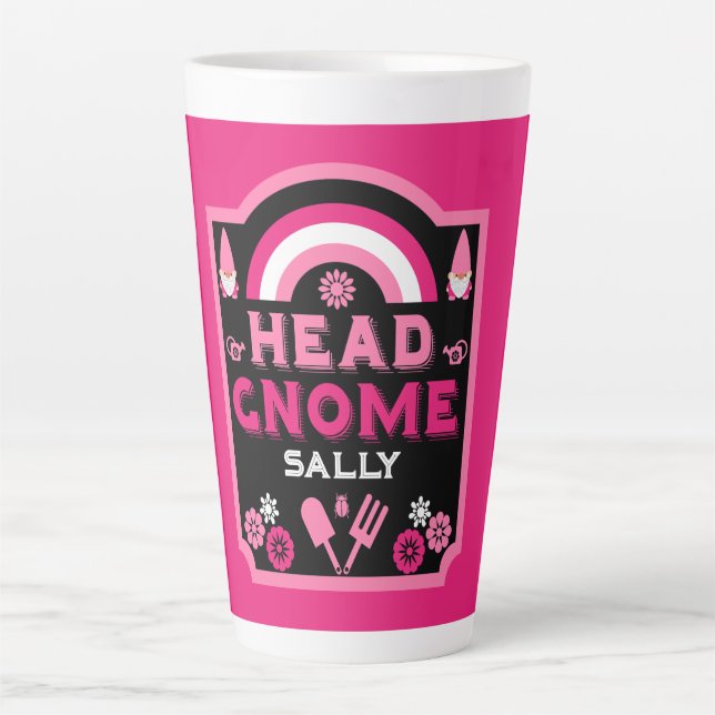 Head Garden Gnome Gardener Latte Mug (Front)