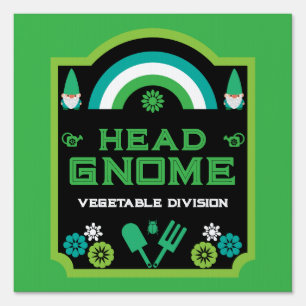 Head Garden Gnome Gardener Sign