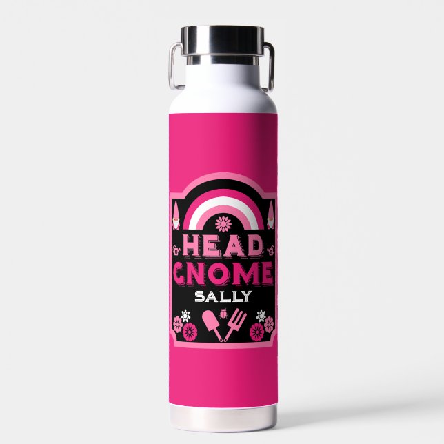 Head Garden Gnome Gardener Water Bottle (Front)