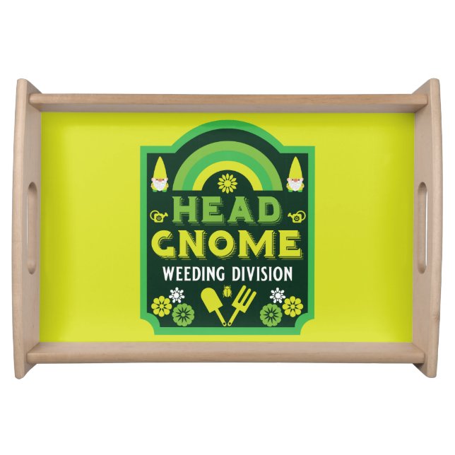 Head Garden Gnome Weeding Serving Tray (Front)