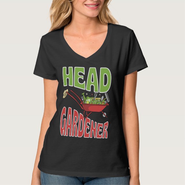 Head Gardener Cute Summer Wheelbarrow Vegetable Ga T-Shirt (Front)