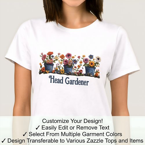 Head Gardener Floral Flowers Faux Embroidered 018  T_Shirt