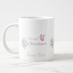 Head Gardener Floral, Mothers Day, Birthday Giant Coffee Mug