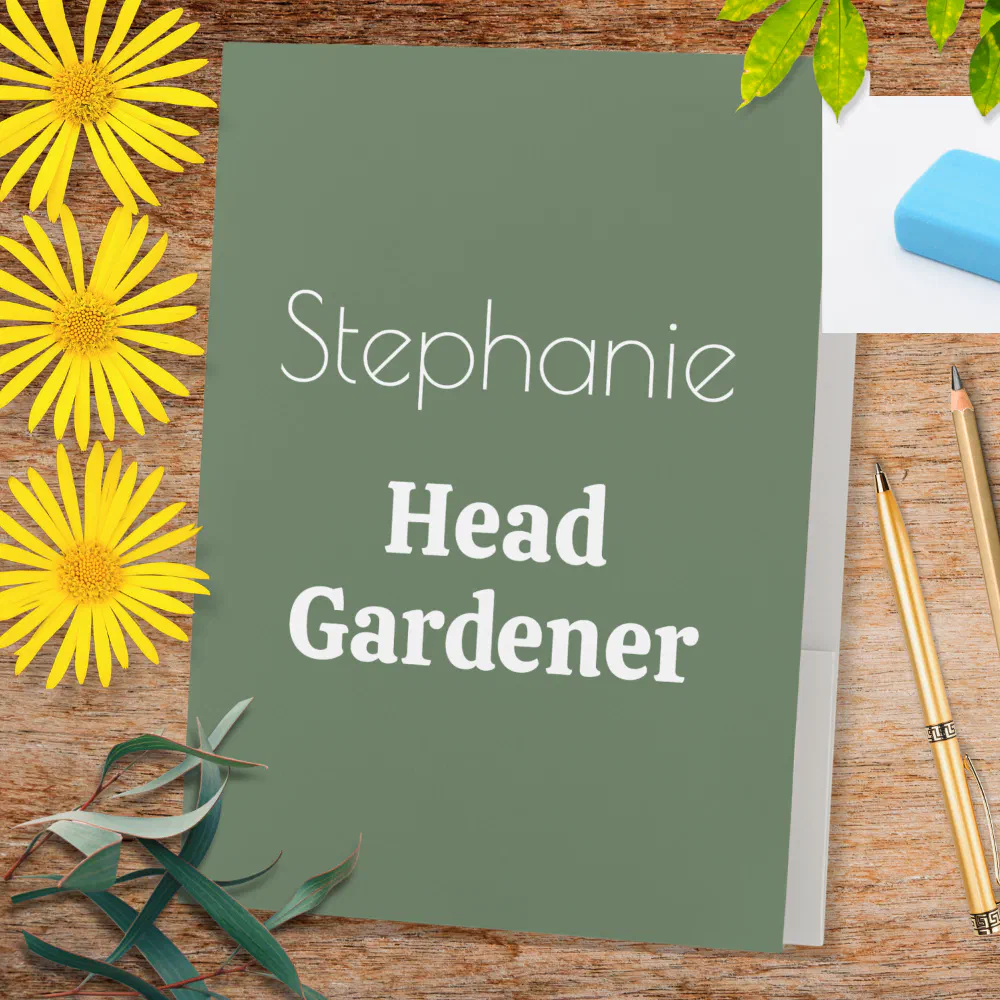 Head Gardener Garden Lover Gardening Personalized Pocket Folder