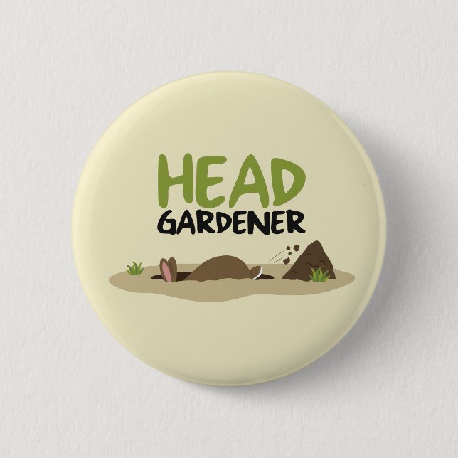 Head Gardener Illustration Pinback Button (Front)