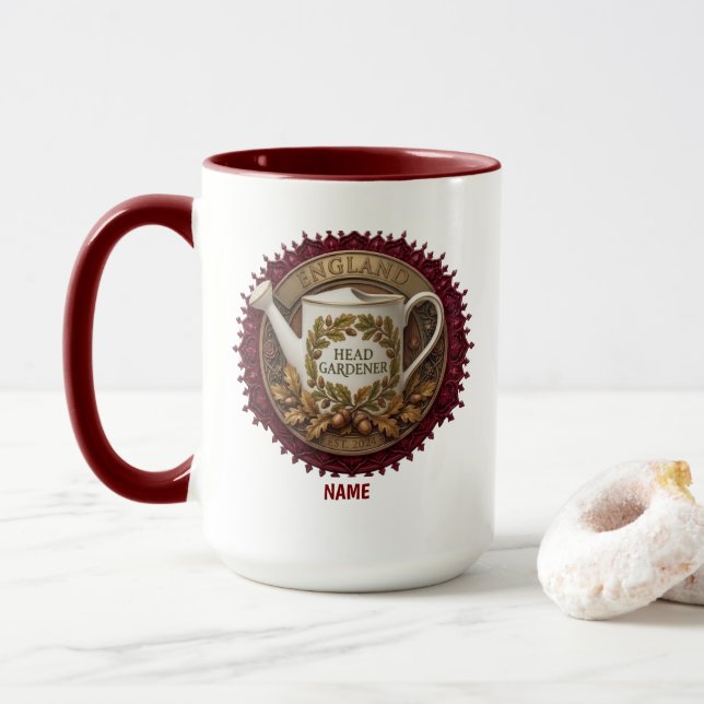 Head Gardener | Personalized British Heritage Wate Mug (With Donut)