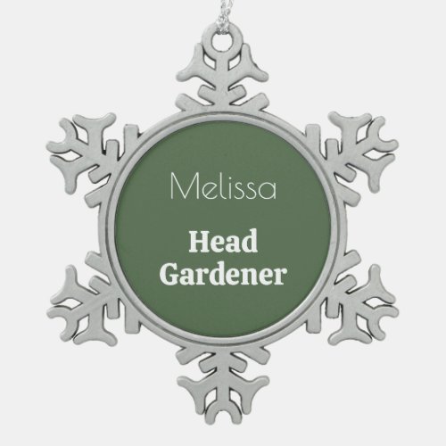 Head Gardener Personalized Novelty Garden Themed Snowflake Pewter Christmas Ornament