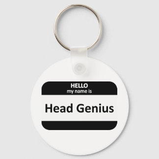 Head Genius Nametag Keychain