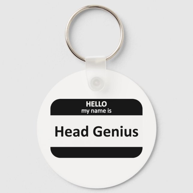 Head Genius Nametag Keychain (Front)