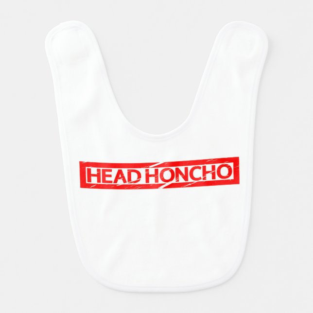 Head Honcho Stamp Baby Bib (Front)