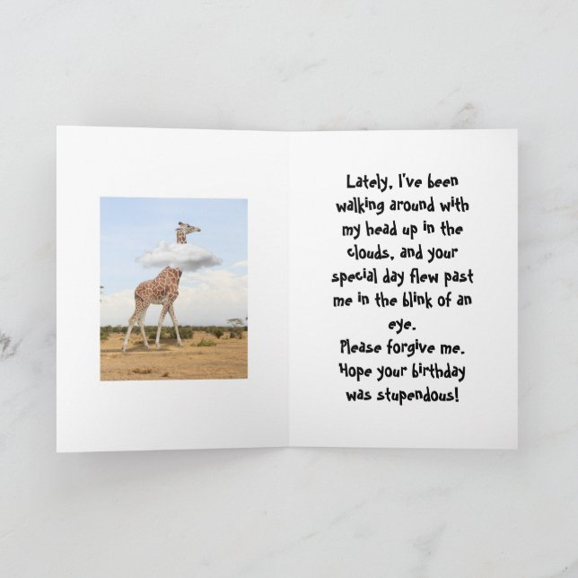 HEAD IN THE CLOUDS - BELATED BIRTHDAY CARD (Inside)