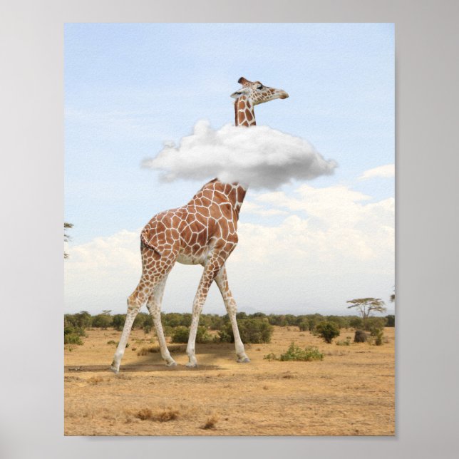 Head in the Clouds Giraffe Poster (Front)