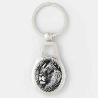 Head Lion Drawing Art Keychain