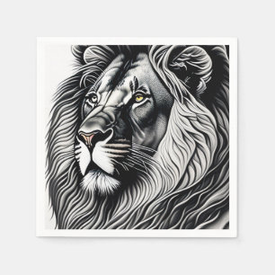 Head Lion Drawing Art Napkins