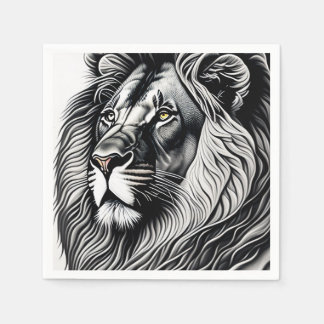 Head Lion Drawing Art Napkins