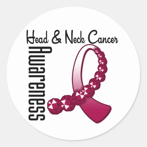 Head Neck Cancer Awareness Gemstone Ribbon Classic Round Sticker