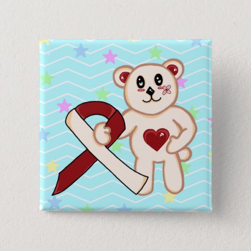 Head  Neck Cancer Awareness Kawaii Bear Button 