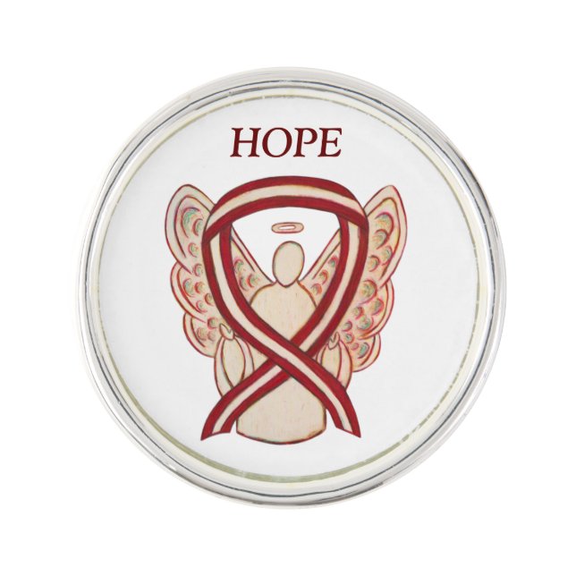 Head/Neck Cancer Awareness Ribbon Angel Lapel Pin (Front)