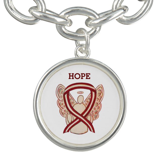 Head & Neck Cancer Awareness Ribbon Charm Bracelet (Design)