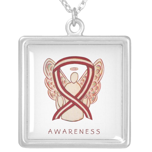 Head/Neck Cancer Awareness Ribbon Jewelry Necklace (Front)