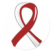 Head Neck Cancer Burgundy White Ribbon 3 Classic Round Sticker