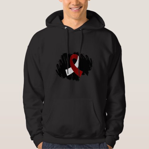 Head Neck Cancer Burgundy White Ribbon With Scribb Hoodie