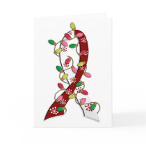 Head Neck Cancer Christmas Lights Ribbon Holiday Card