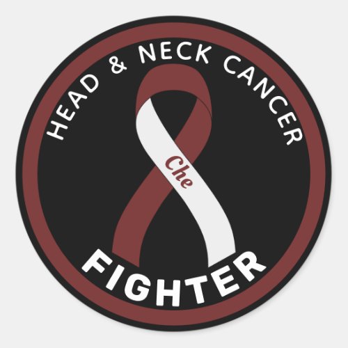  Head  Neck Cancer Fighter Ribbon Black Classic Round Sticker