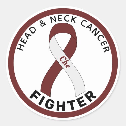  Head  Neck Cancer Fighter Ribbon White Classic Round Sticker
