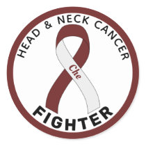 Head & Neck Cancer Fighter Ribbon White Classic Round Sticker