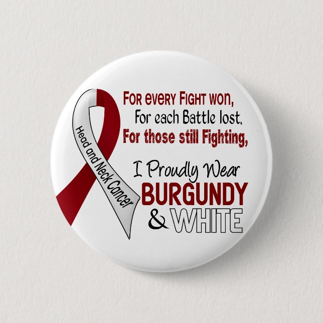 Head & Neck Cancer I Proudly Wear Burgundy White 1 Button (Front)