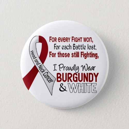 Head  Neck Cancer I Proudly Wear Burgundy White 1 Button