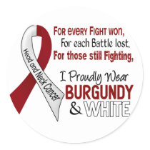 Head & Neck Cancer I Proudly Wear Burgundy White 1 Classic Round Sticker