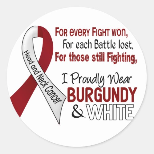Head  Neck Cancer I Proudly Wear Burgundy White 1 Classic Round Sticker
