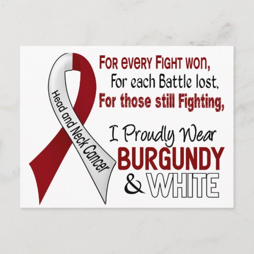 Head  Neck Cancer I Proudly Wear Burgundy White 1 Postcard