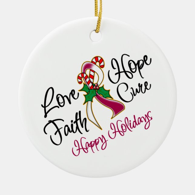 Head Neck Cancer Love Hope Holidays Ceramic Ornament (Front)