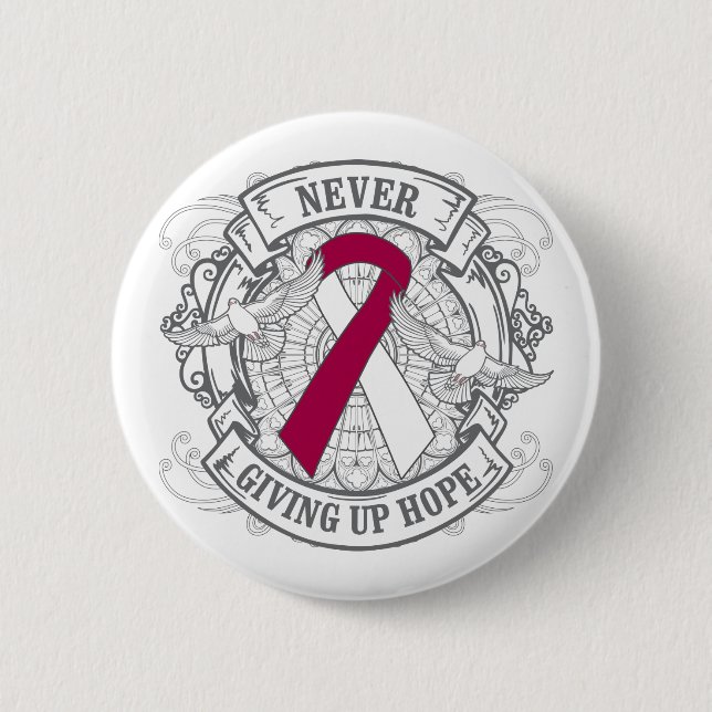 Head Neck Cancer Never Giving Up Hope Pinback Button (Front)