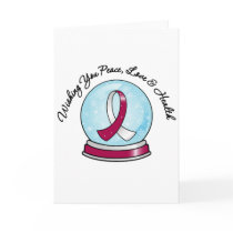 Head Neck Cancer Ribbon Merry Christmas Snowglobe Holiday Card