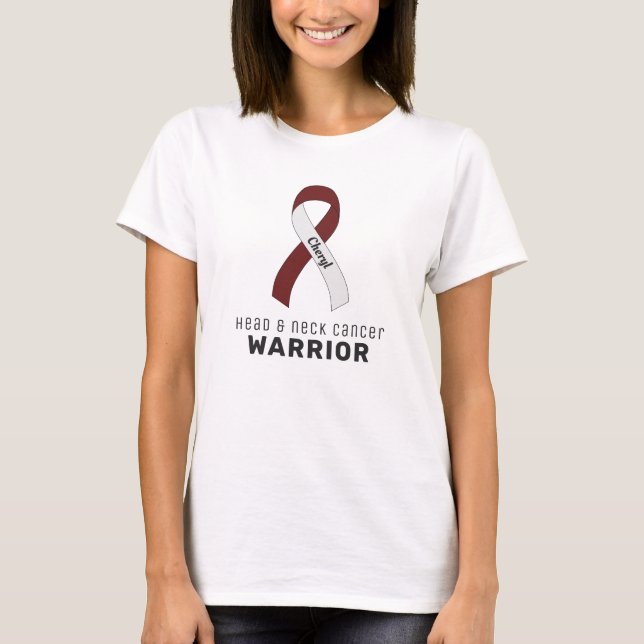 Head & Neck Cancer Ribbon White T-Shirt (Front)
