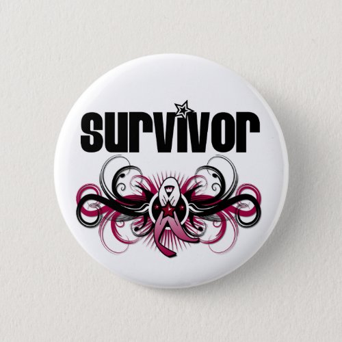 Head Neck Cancer Survivor Grunge Winged Emblem Pinback Button