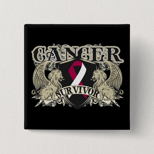 Head Neck Cancer Survivor Mens Heraldry Button (Front)