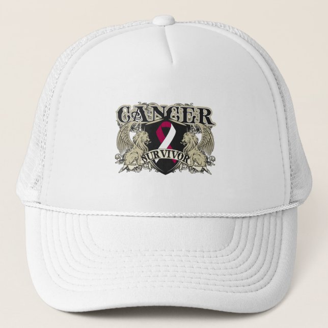 Head Neck Cancer Survivor Mens Heraldry Trucker Hat (Front)