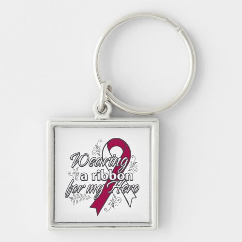 Head Neck Cancer Wearing a Ribbon for My Hero Keychain