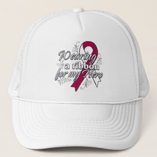 Head Neck Cancer Wearing a Ribbon for My Hero Trucker Hat