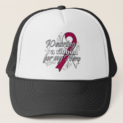 Head Neck Cancer Wearing a Ribbon for My Hero Trucker Hat