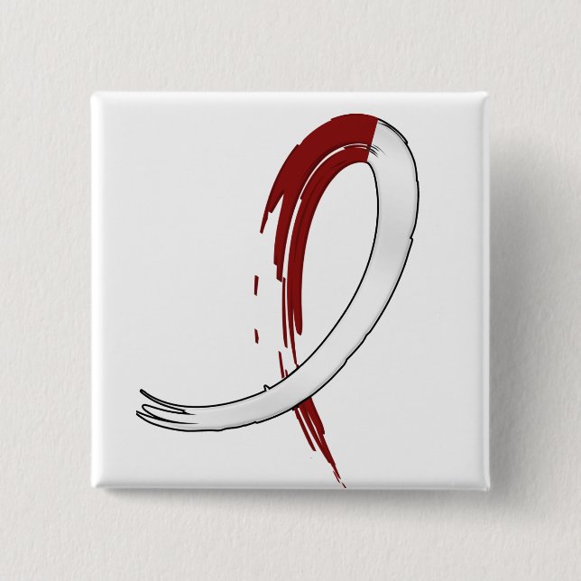 Head Neck Cancer's Burgungy and White Ribbon A4 Pinback Button (Front)